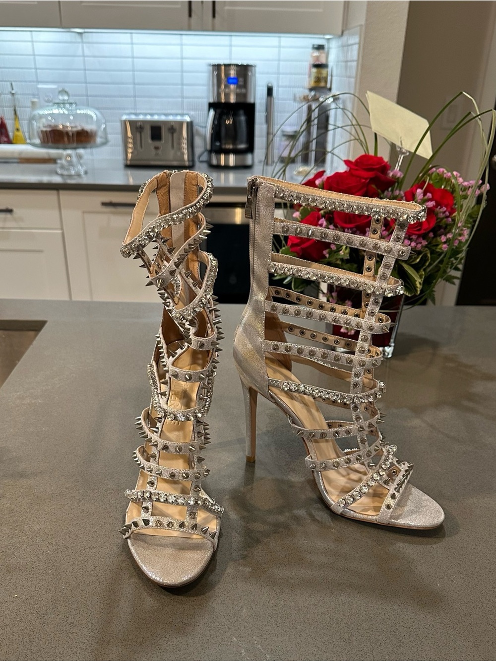 Jennifer Le Razor Sandals in Silver - Size 41 (Runs Large)